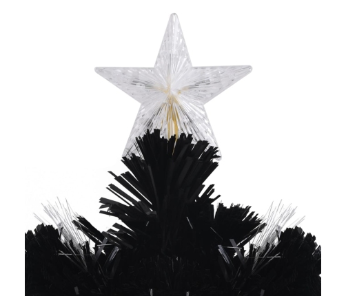 Árbol de Navidad copos de nieve LED fibra óptica negro 120 cm