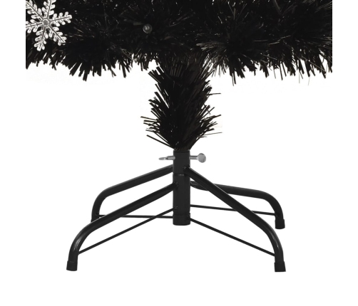 Árbol de Navidad copos de nieve LED fibra óptica negro 120 cm