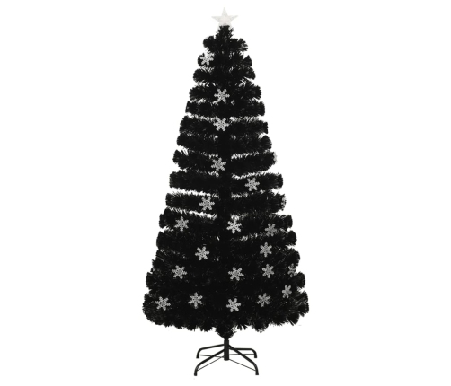 Árbol de Navidad copos de nieve LED fibra óptica negro 150 cm