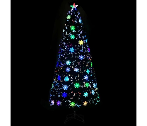 Árbol de Navidad copos de nieve LED fibra óptica negro 180 cm