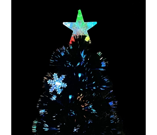 Árbol de Navidad copos de nieve LED fibra óptica negro 180 cm