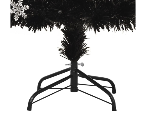 Árbol de Navidad copos de nieve LED fibra óptica negro 180 cm