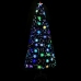 Árbol de Navidad copos de nieve LED fibra óptica negro 210 cm