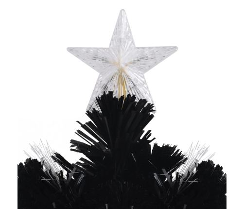 Árbol de Navidad copos de nieve LED fibra óptica negro 210 cm