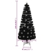 Árbol de Navidad copos de nieve LED fibra óptica negro 210 cm