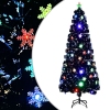 Árbol de Navidad copos de nieve LED fibra óptica negro 240 cm