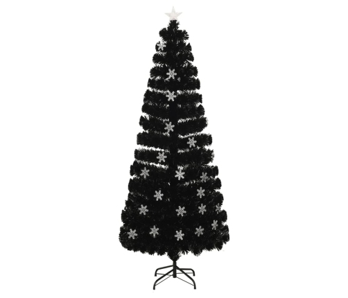 Árbol de Navidad copos de nieve LED fibra óptica negro 240 cm