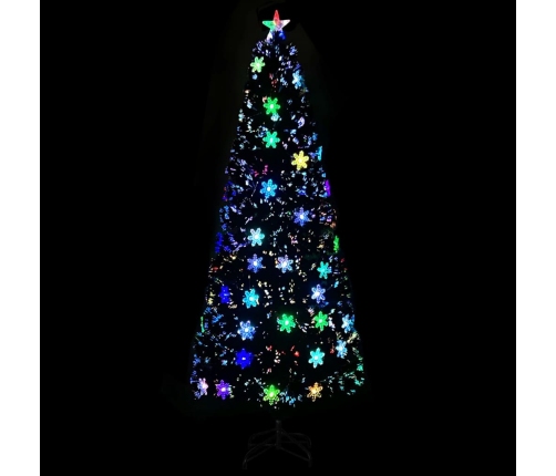 Árbol de Navidad copos de nieve LED fibra óptica negro 240 cm