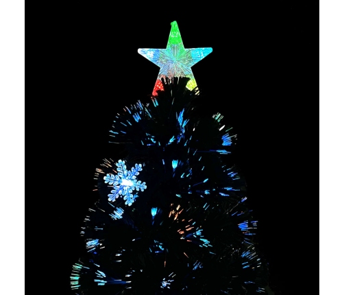 Árbol de Navidad copos de nieve LED fibra óptica negro 240 cm