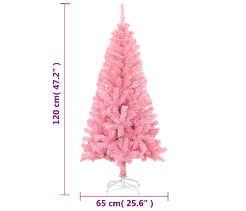 Árbol de Navidad artificial con soporte PVC rosa 120 cm