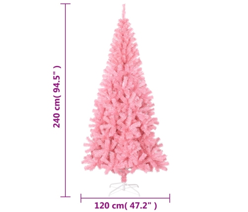 Árbol de Navidad artificial con soporte PVC rosa 240 cm