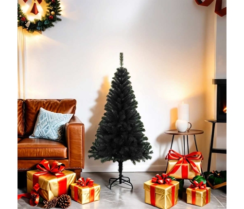 Árbol de Navidad artificial con soporte PVC negro 120 cm