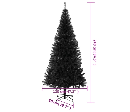 Árbol de Navidad artificial con soporte PVC negro 240 cm