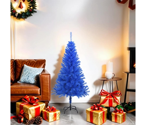 Árbol de Navidad artificial con soporte PVC azul 120 cm