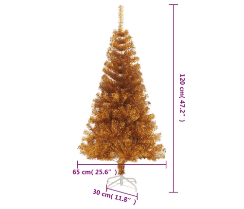 Árbol de Navidad artificial con soporte PET dorado 120 cm