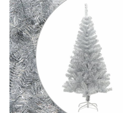 Árbol de Navidad artificial con soporte plateado PET 120 cm