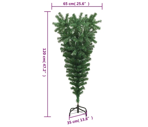 Árbol de Navidad artificial invertido con soporte verde 120 cm