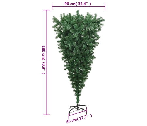 Árbol de Navidad artificial invertido con soporte verde 180 cm