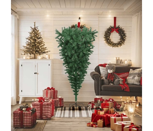 Árbol de Navidad artificial invertido con soporte verde 180 cm