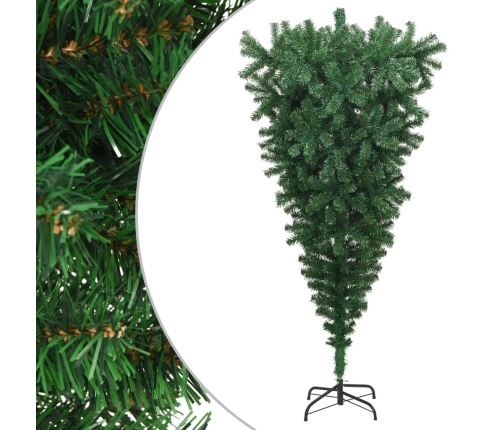 Árbol de Navidad artificial invertido con soporte verde 210 cm