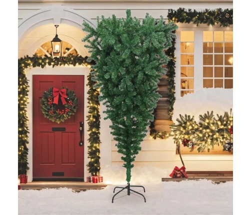 Árbol de Navidad artificial invertido con soporte verde 240 cm