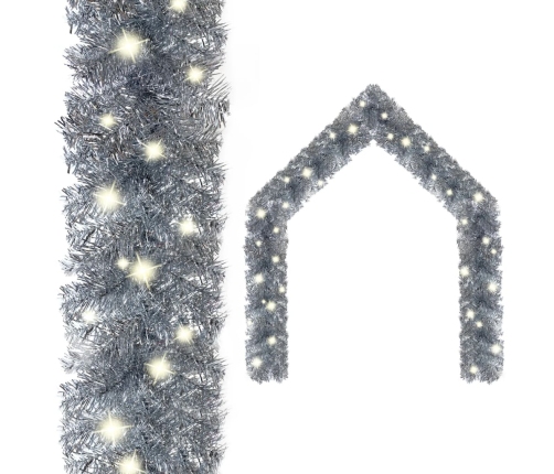 Guirnalda de Navidad con luces LED plateado 5 m