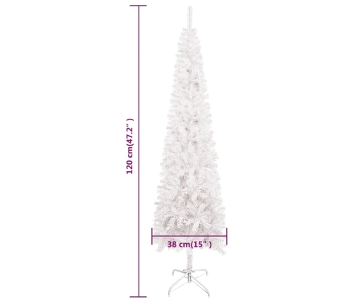 Árbol de Navidad delgado blanco 120 cm