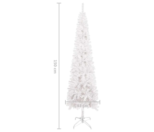 Árbol de Navidad delgado blanco 150 cm