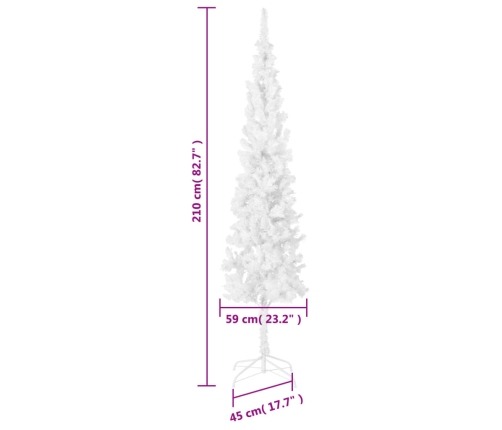 Árbol de Navidad delgado blanco 210 cm