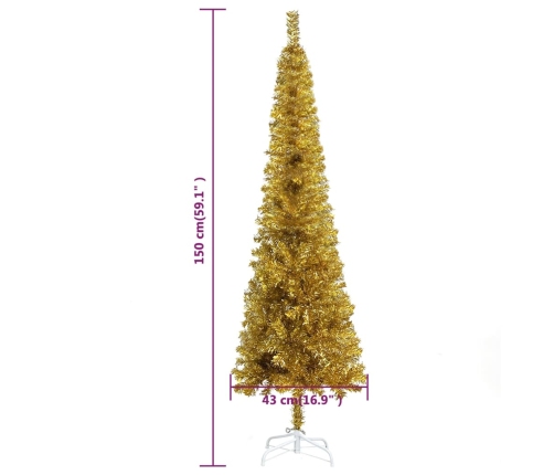 Árbol de Navidad delgado dorado 150 cm