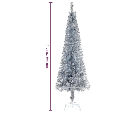 Árbol de Navidad delgado plateado 180 cm