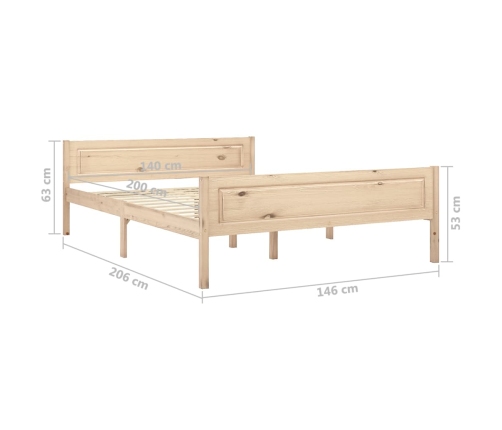 Estructura de cama sin colchón madera maciza de pino 140x200 cm