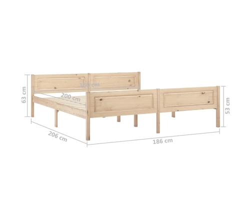 Estructura de cama sin colchón madera maciza de pino 180x200 cm