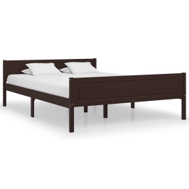 Estructura cama sin colchón madera pino marrón oscuro 140x200cm