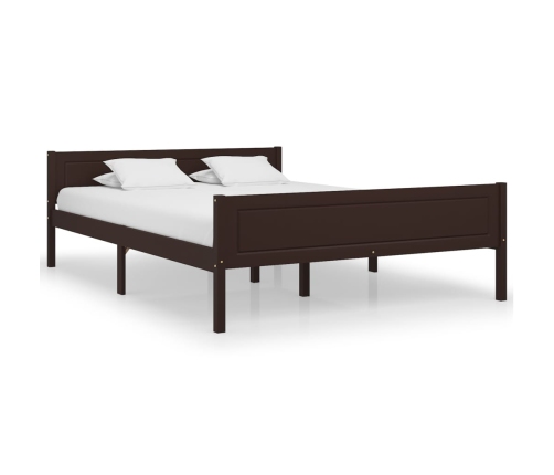 vidaXL Estructura de cama madera maciza pino marrón oscuro 140x200 cm