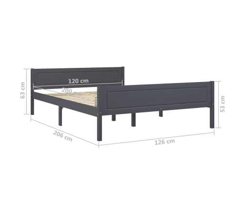 Estructura de cama sin colchón madera de pino gris 120x200 cm