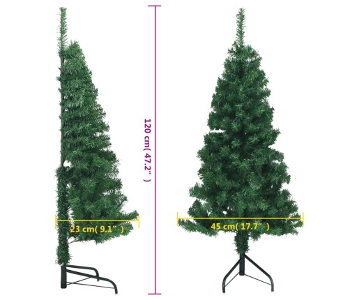 Árbol de Navidad artificial para esquina verde 120 cm PVC