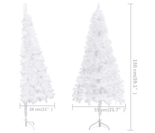 Árbol de Navidad artificial de esquina blanco 150 cm PVC