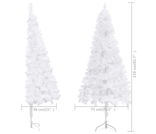 Árbol de Navidad artificial de esquina blanco 210 cm PVC