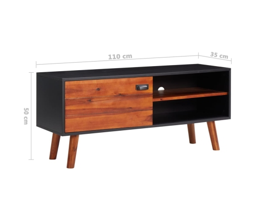 vidaXL Mueble para TV de madera maciza de acacia y MDF 110x35x50 cm