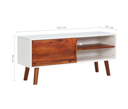 Mueble para TV de madera maciza de acacia y MDF 110x35x50 cm