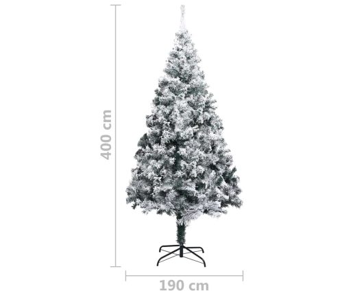 Árbol de Navidad artificial PVC verde nieve flocado 400 cm