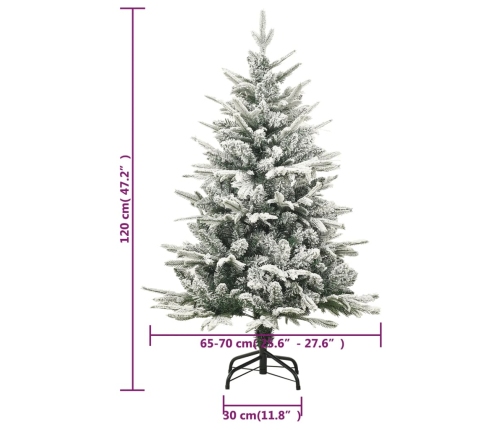 Árbol de Navidad artificial con nieve PVC y PE verde 120 cm