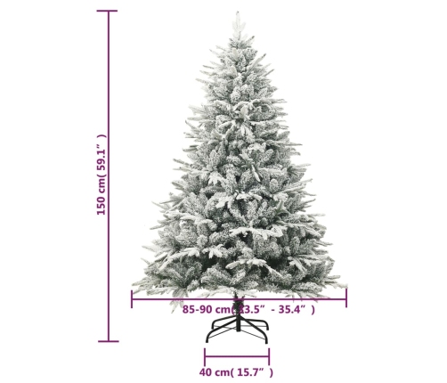 Árbol de Navidad artificial con nieve PVC y PE verde 150 cm