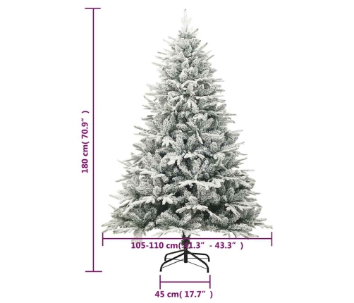 Árbol de Navidad artificial con nieve PVC y PE verde 180 cm