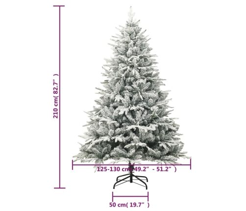 Árbol de Navidad artificial con nieve PVC y PE verde 210 cm