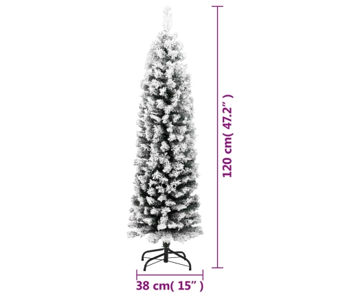 Árbol de Navidad artificial verde con nieve PVC 120 cm