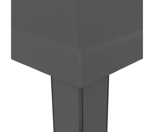 Cenador con doble techo y tira de luces LED antracita 3x3 m