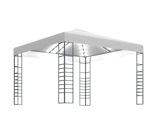 Carpa cenador de jardín con tira de luces LED 3x3 m blanco