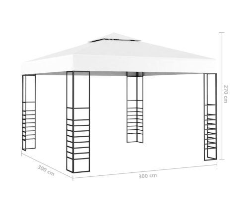 Carpa cenador de jardín con tira de luces LED 3x3 m blanco